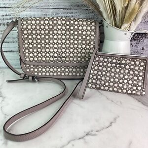 KATE SPADE NEW YORK LIMITED EDITION SADDLE SHOULDER BAG OF WHITE MULTI PURSE SET